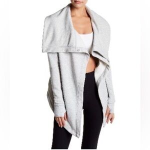 Z by Zella Gray Shooting Star Drape Collar Cardigan Size Small